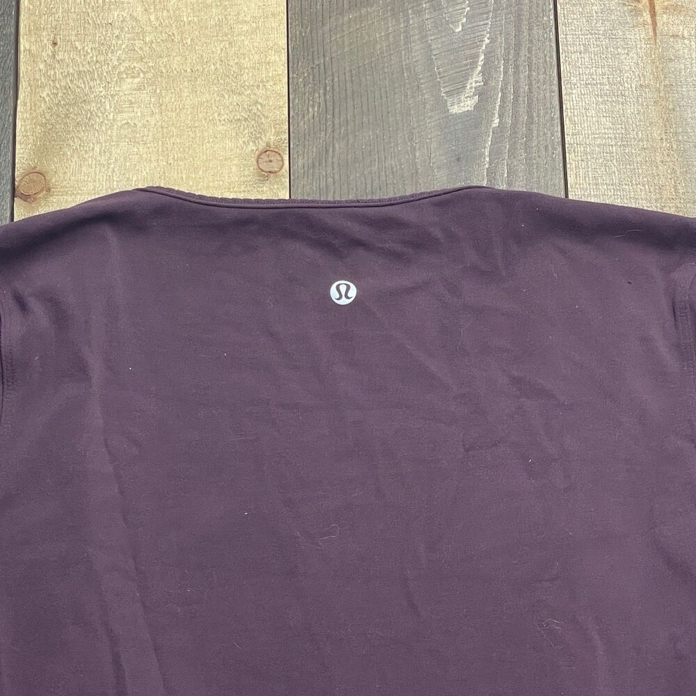 Lululemon Women's S/M Open Front Twist Top w/ Scalloped Hem Long Sleeves PLUM - Picture 5 of 5